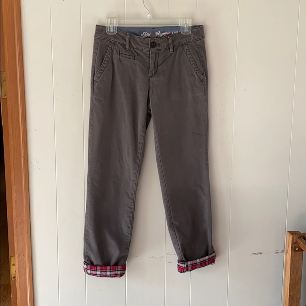 EDDIE BAUER flannel lined grey chino pants sz 0